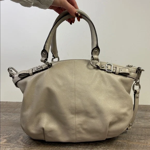 Coach Madison Leather Lindsey Satchel — Pebbled Dove Gray (Style G1120-18609)